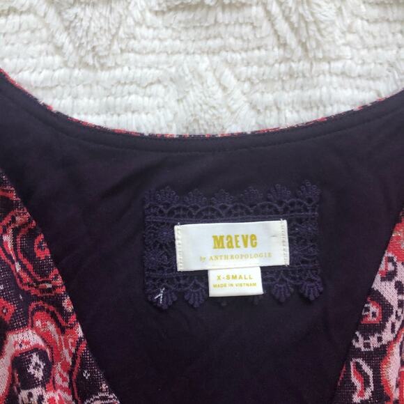 Anthropologie Maeve Paisley Belted Surplice Long Sleeve Dress - Picture 6 of 7